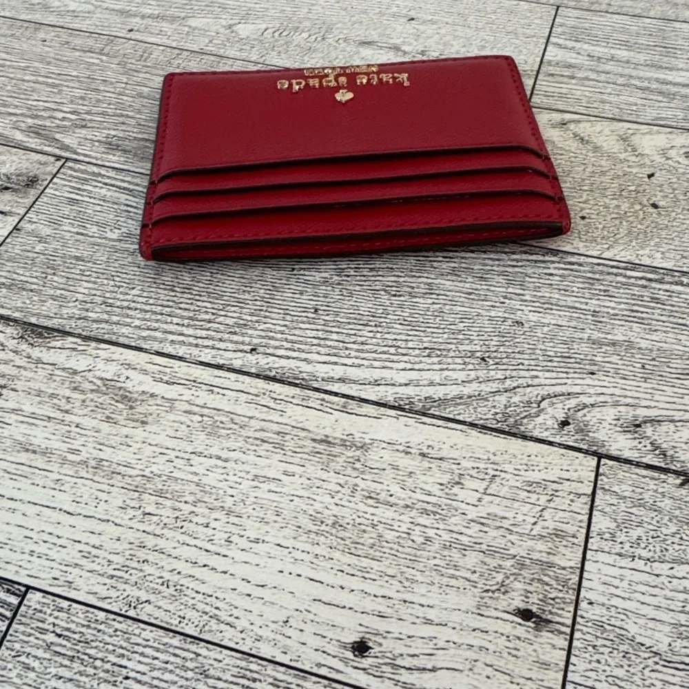 Kate Spade Red Leather Slim Card Wallet
